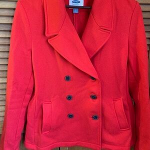 Old Navy Women's Bright Red Peacoat Style Sweat Sweater